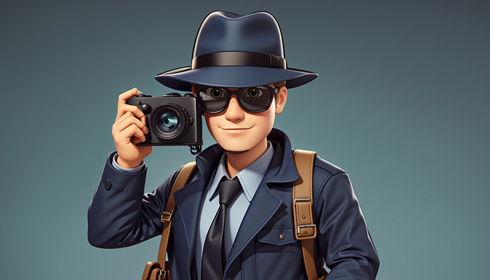 Spy holding a camera
